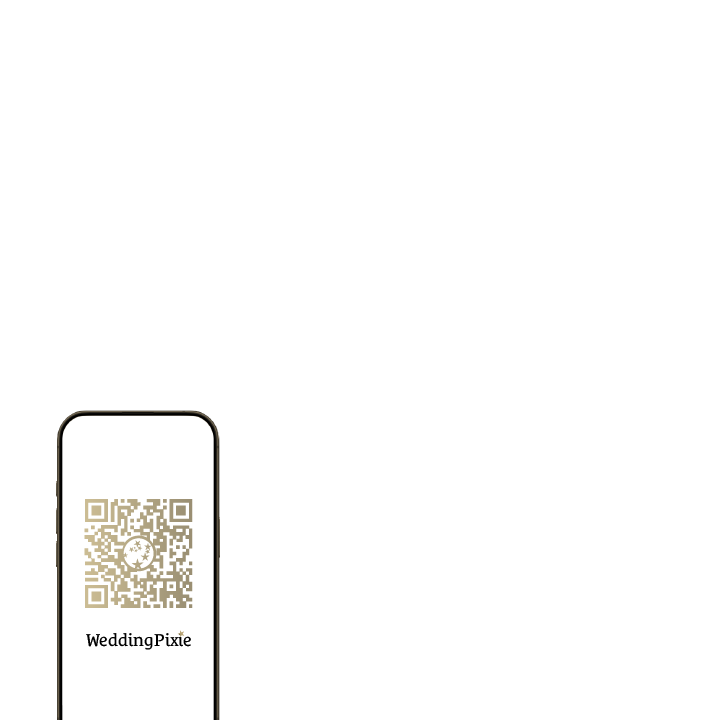 WeddingPixie app on a smartphone showing a wedding QR code